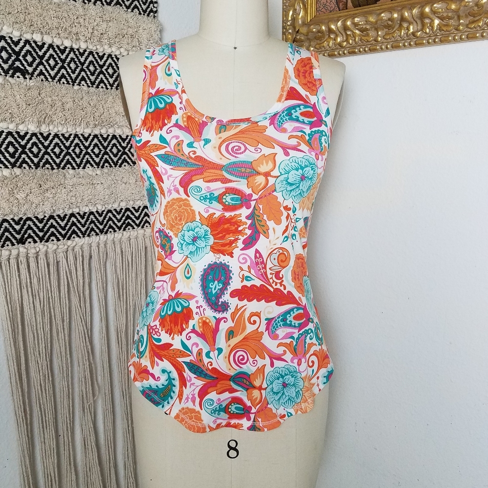 🍓3/$15 LuLaRoe Tank Top Floral Orange